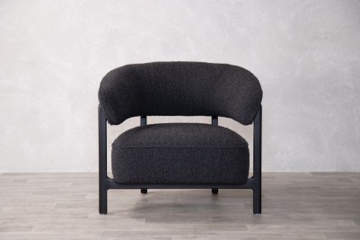 belfry boucle side chair black front view
